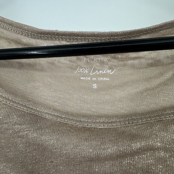 J. Crew Women's Blouse Metallic Gold 100% Linen Size small - Picture 2 of 4
